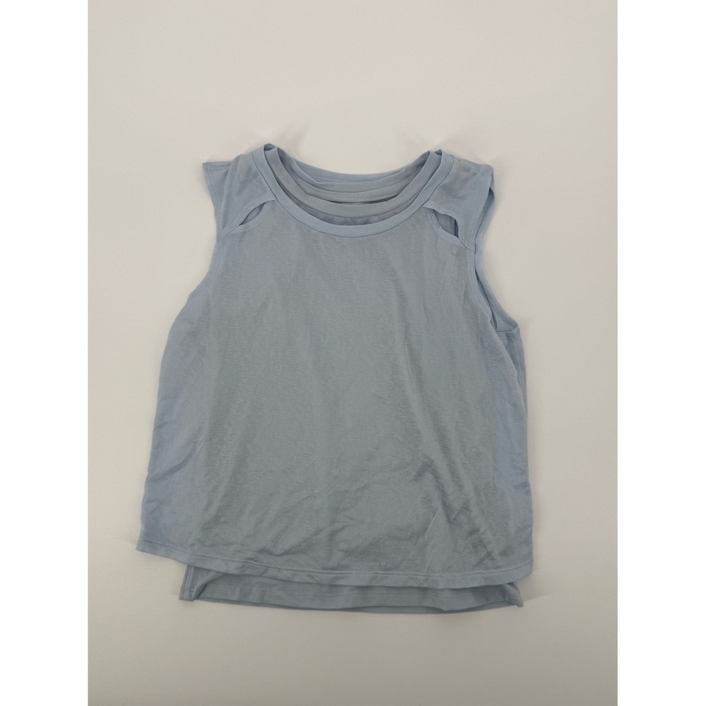 Athleta Girl Doubles Tank Light Blue Layered Neck Open Back Sleeveless Top